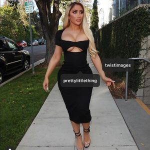 Shape Black Knitted Twist Front Midi Dress